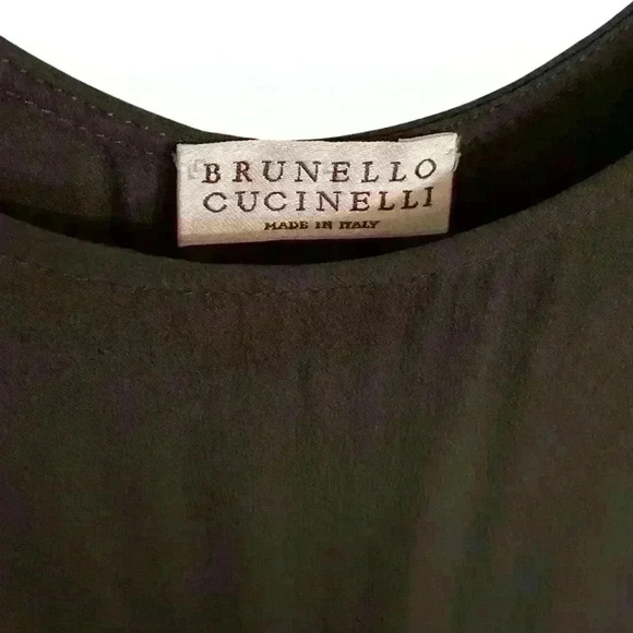 BRUNELLO CUCINELLI Silk Blend Tank Dress in Steel Grey Size Large - Picture 6 of 7